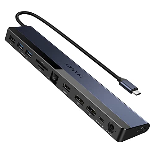 Ivanky 12-em-1 USB Celking Station com adaptador de energia e cabo HDMI 4K 6,6 pés