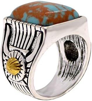 Retângulo Retângulo Turquesa Rings Ringos Góticos Antique Punk Hip-Hop Rock Rock Biker Crystal Coquetel Ring Jóias de moda Great for Men Boy Gift