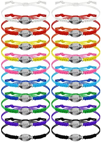 HiCarer 20 peças Pulseiras de futebol Bracelets de futebol ajustáveis ​​Bracelets Presentes de futebol para meninos meninas