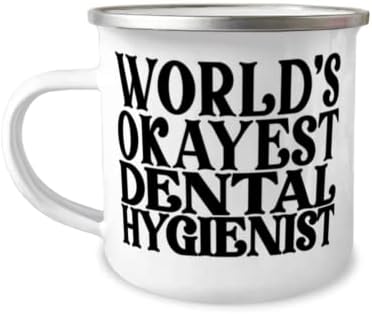 Hygienista dental engraçado Caneca de campista de esmalte de aço inoxidável, caneca de campista de higienista dental okeyest,