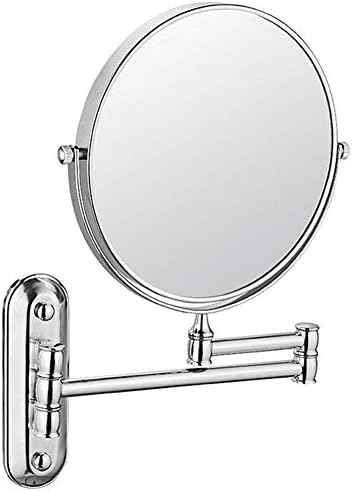Lianxiao - espelho de maquiagem de montagem na parede com ampliação de 5x + espelho giratório de dupla face normal