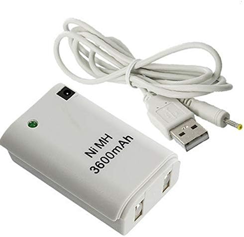 Dalkeyie 3600mAh Bateria recarregável Cabo de carregador USB para Xbox360 White Controller