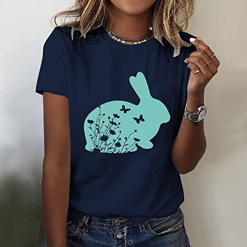 Tops Tops for Women Páscoa Mulher Crepinha Crepeira Crew Rabbit Coelhinho Tirada Top Top Casual Camisas Flim