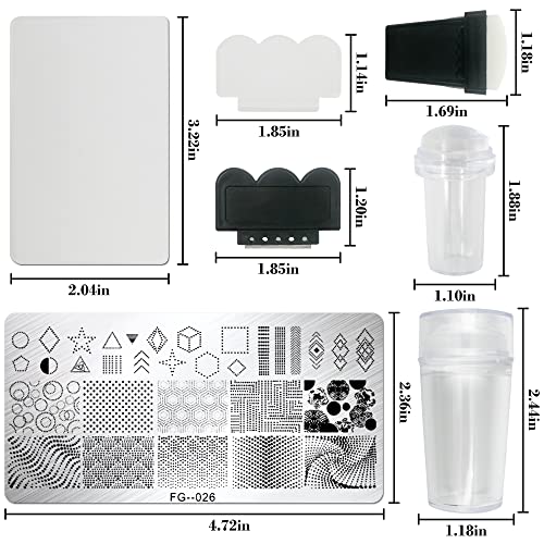 AddFavor 6pcs unhas artes estamper kit de flor Folha de flores Placas de estampagem de unhas com 3 e 3 raspador para o salão