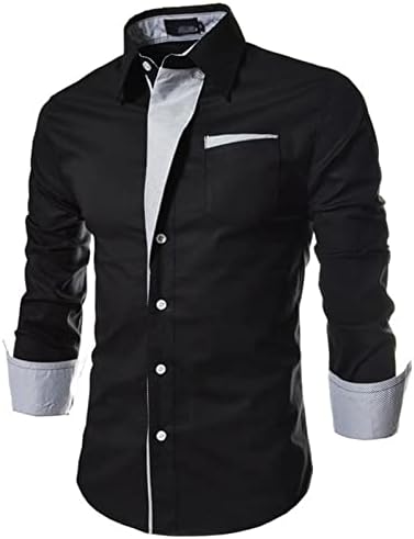 Homens de moda contraste a camisa decorativa listrada camisa xadrez de colarinho de colar
