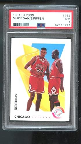 1991-92 Skybox 462 Michael Jordan Scottie Pippen PSA 7 Cartão de basquete classificado NBA 91-92 1991-1992 Teamwork