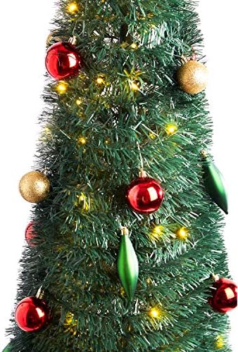 POPELE A Árvore de Natal com Luzes - 4 pés, dobrável para fácil armazenamento, 100 luzes brancas quentes, 24 ornamentos