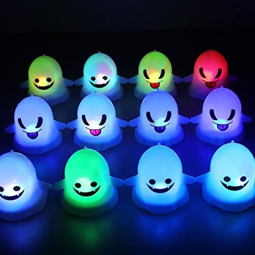 Decorações de Halloween emogki Halloween Luzes fantasmas, 12 PCs Luzes de decoração de Halloween LED LUZ FANTOS COM 6 CORES, DORAÇÕES