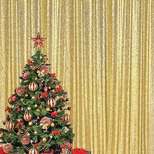 Cortina de lantejoulas de lantejoulas de lantejoulas de ouro de 10 pés de 10 pés, cenário fotográfico Curtins Glitter Cretins Background para decoração de festa de casamento