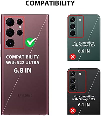 Caixa de carteira S22 Ultra Flip, capa S22 Ultra Flip Sturdy com capa de proteção contra câmera deslizante, couro PU para Samsung