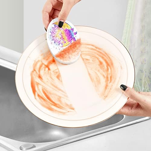 Alaza Moon Peony Rainbow Dreamcather Boho Esponja Natural Cozinha Esponjas de celulare Para pratos Lavando banheiros e limpeza doméstica, não-arranhões e ecológicos, 3 pacote