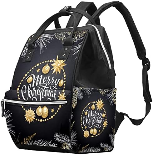 Natal Golden White Pine Cone Ball Stars Padrão Backpack Backpack Baby Nappy Sacos Multi -Função Bolsa de Viagem de Grande Capacidade