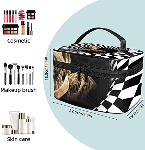 Bolsa de maquiagem Guerotkr, bolsa de cosméticos, bolsa de maquiagem de viagem, bolsa de maquiagem, dinossauro 3D Vortex