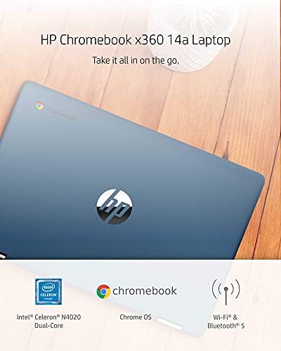 2021 HP Chromebook X360 14A Laptop - núcleo duplo Intel Celeron N4020 - 4 GB RAM - 32 GB de armazenamento EMMC - tela sensível ao toque HD de 14 polegadas - Google Chrome OS -Lightweight e Long Battery Life
