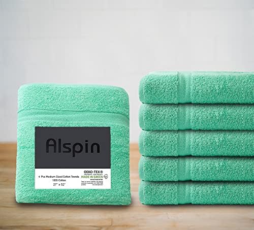 Toalhas de banho de algodão Alspin 6 toalhas de algodão, cor cerceta, toalha de 24 x 48 polegadas para piscina, spa e academia