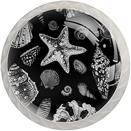Botões de gaveta de cerveja, botões de gabinete de concha de estrela de estrela para berçários, botões decorativos redondos 4pcs 1,37 × 1.10in