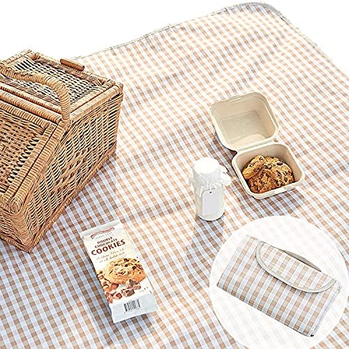 EslA Picnic Clanta impermeável dobrável em 80x60in grande e extra grande 80x80in fofo gingham piquetique cobertor portátil compacto manta de praia de tamanho grande xl