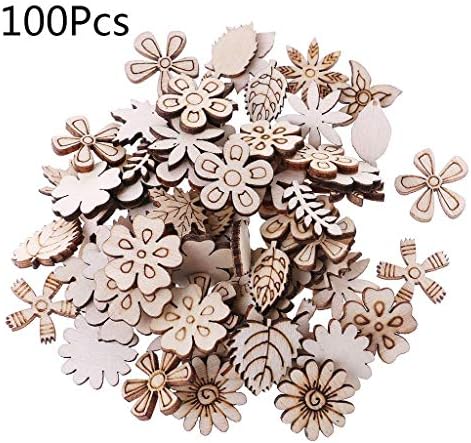100pcs flores de madeira e folhas embelezamento de madeira formar decoração de casamento artesanal e prática e hábil criativa