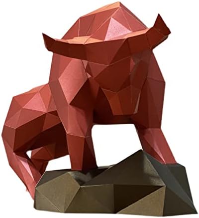 WLL-DP Bull Shape 3D Paper Sculpture Trophy Diy Trophy Game Handmade Origami Puzzle Geométrico Decoração de decoração Modelo