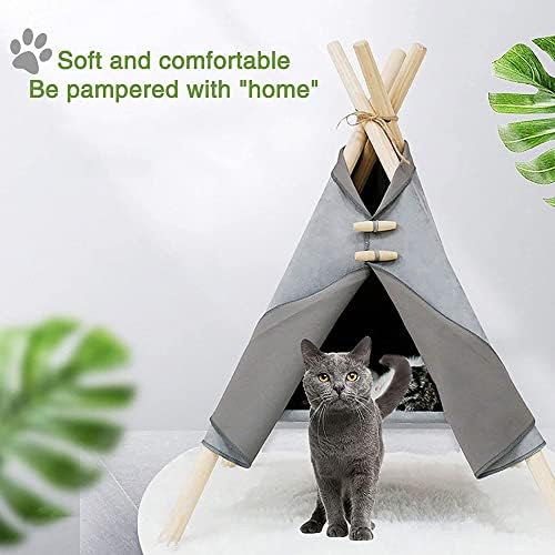 Wxbdd Pet Teepee Cats Bed House House portátil Tenda dobrável com almofada grossa Easy Assemble Fit Spring Summer Summer