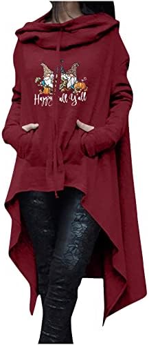 Hoodies longos de Ação de Graças do Dia das Bruxas - Vestido de capuz para capuz de tamanho grande