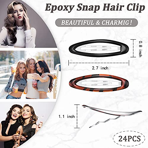 12 peças clipes de cabelo oval snap clipes de tartaruga metal snap clipes ovais de cabelo epóxi metal elipse cabelos clipes de cabelo