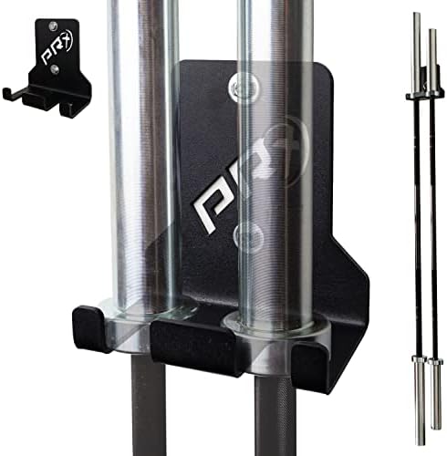 PRX Performance Double Barbell Storage Montado de parede pendurado 2 bar de barra USA Made American Black Powder Salvamento com economia de espaço ou ginásio em casa Acessório de equipamentos de fitness de ginástica