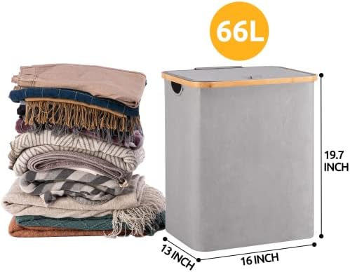 YouDenova 66l Roundry cesto com tampa e linear bolsa, 19,7 cesta de lavanderia com maçane