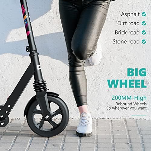 WayPlus Kick Scooter para 6+, garoto, adolescentes e adultos. Carga máxima 240 lbs. Rodas grandes dobráveis, leves