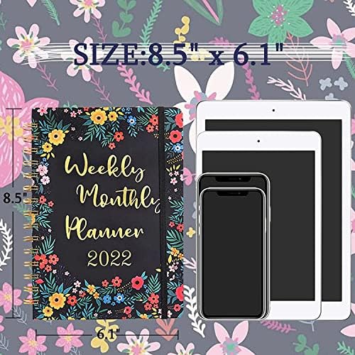 N/A 2022 Weekly & Monthly Academic Planner, A5 Daily Planner Spiral Notebook, 8,5 x 6.1, capa dura com papel grosso, feriados,