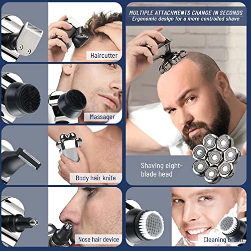 Bsotena Electric Razor for Men, 8d 6 em 1 barbeadores de cabeça para homens carecas molhados e secos, kit de limpeza masculina,