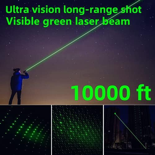 Ponteiro de laser verde de alta potência, ponteiro a laser de alta potência, ponteiro a laser recarregável com boné de estrela