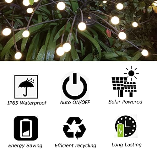 Thooke Firefly Lights Solar Outdoor, 2 pacote 10 Luzes vibrantes vibrantes de jardim solar ao ar livre para pátio à prova d'água para o pátio para o quintal/externo, balançando luzes da paisagem para decorações de caminhos