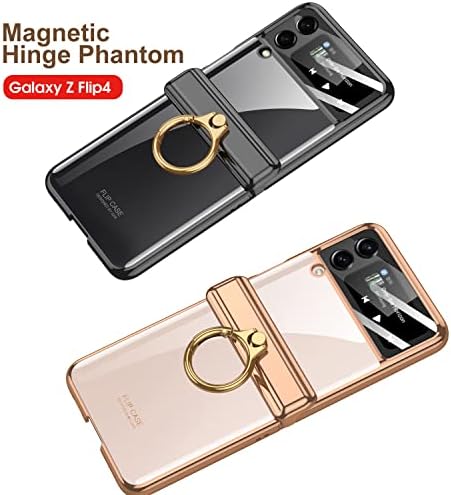 Fyton Galaxy Z Flip 4 Caixa com proteção contra dobradiça, zlip 4 de estojo com suporte para anel e proteção de dobradiça dobrável
