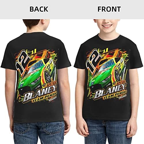 Asfrsh Ryan Blaney 12 camisa para menina adolescente e garoto impressão de manga curta Tee Athletic Classic Shirt
