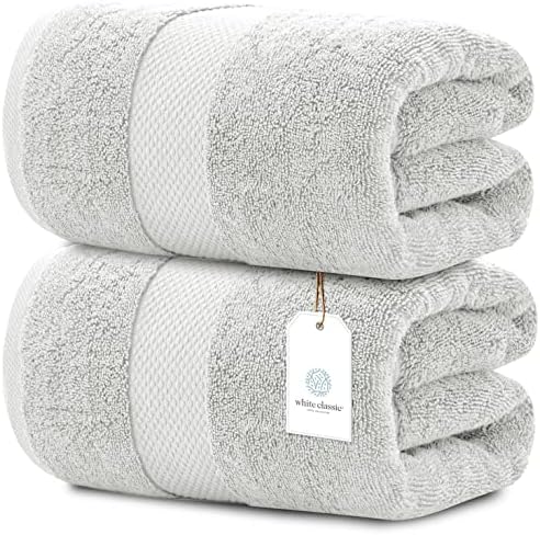 Toalhas de banho de algodão de luxo clássicas brancas | Pacote de 4 Pacote de banho de luxo | 2 pacote de embalagem