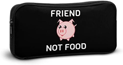 Pig Friend não comida vegana adolescente adolescente adulto estojo de lápis de grande capacidade para caneta bolsa de