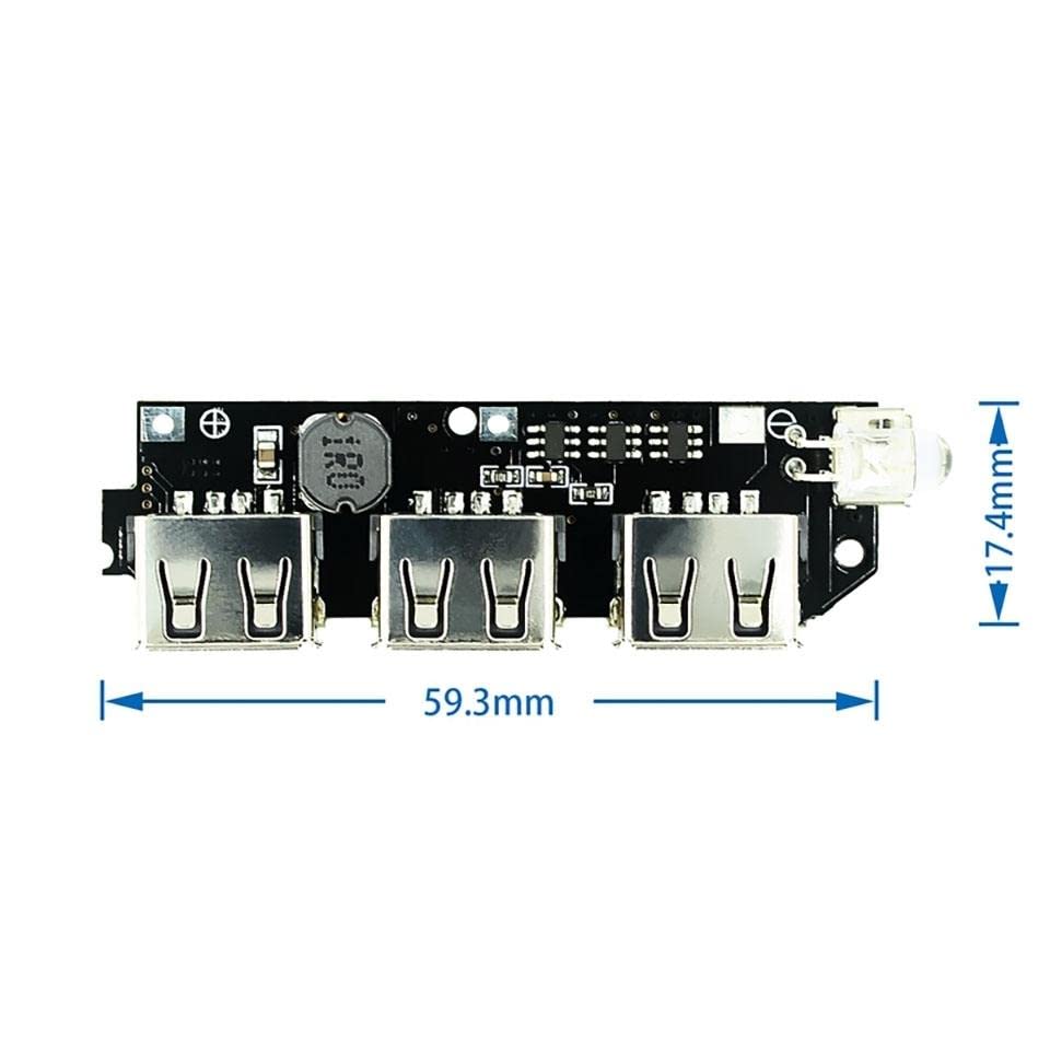 3USB Placa de circuito de energia móvel 5v2.1a Módulo de reforço/DIY Power Bank Circuit/18650 Bateria de lítio