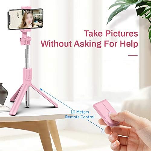 Slsfjlkj 4 em 1 Selfie Stick LED Ring Light Light Extendable Handheld Monopod Live Tripé para smartphone
