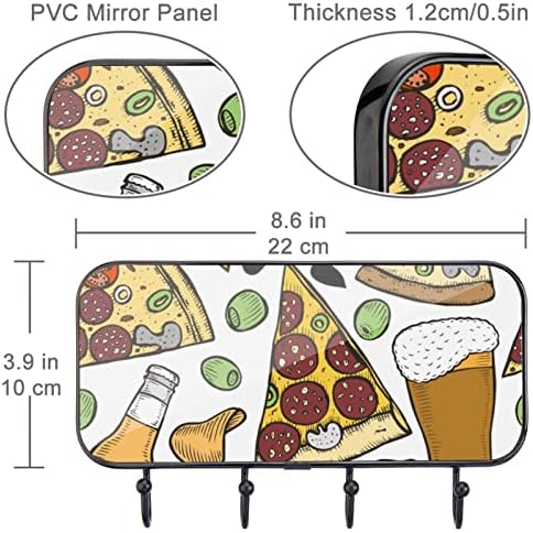 Ganchos de parede Guerotkr, ganchos pendurados, ganchos pegajosos para pendurar, abstrato de pizza de cerveja alimentar padrão