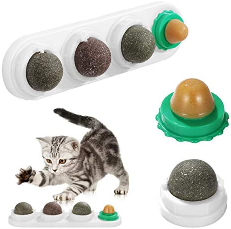 Bolas de catnip gooffy para gatos, 5 gatos rotativos Catnip Cat Candy Auto-adesivo Catnip Toys, Catnip Wall Lick Trata Toys for