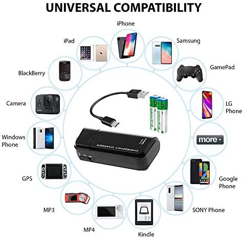 Funciona o carregador de viagem portátil de bateria AA para o DJI Pocket 2 e o recarregador de emergência com luz