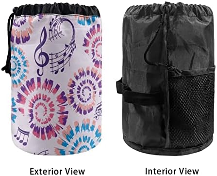 Notas musicais de gomyblomy tie-dye saco de saco de gente de higiene de cordão portátil, bolsa de armazenamento dobrável macio saco redondo bolsa de viagem acessórios de viagem