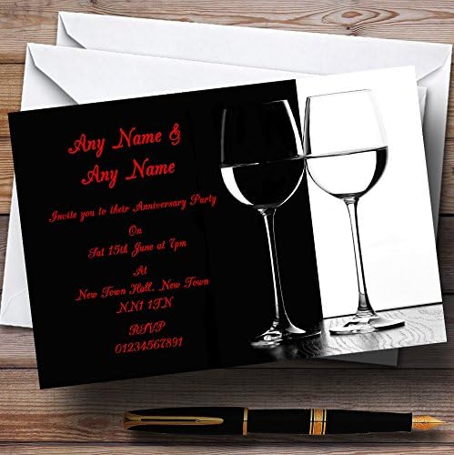 Festa de aniversário de casamento tinto branco preto convites personalizados convites personalizados