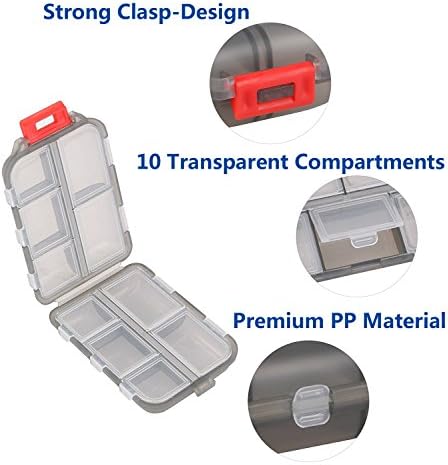 Caixa da pílula Yeeho - Caixa de contêiner portáteis de suplementos pequenos com 10 compartimentos - cápsula de medicamento Vitamina