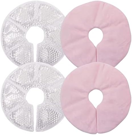 Mordadeiras de terapia de mama Pacote de gelo de mama, almofadas de gel de amamentação a frio quente, impulso ao leite decepcionada com pegadas de gel, 2 contagem, 2 capa, rosa