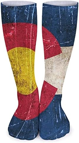 Meias de meias de tubo de bandeira do Colorado envelhecidas e arranhadas vintage