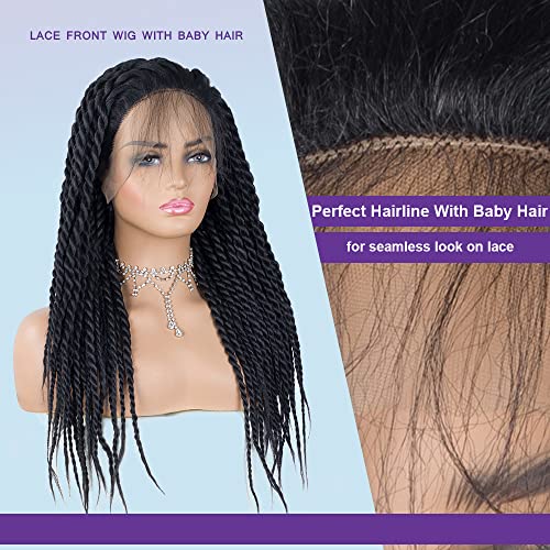 Ittayler renda frontal as perucas trançadas para mulheres negras sintéticas tranças torcida peruca preta nó sem peruca