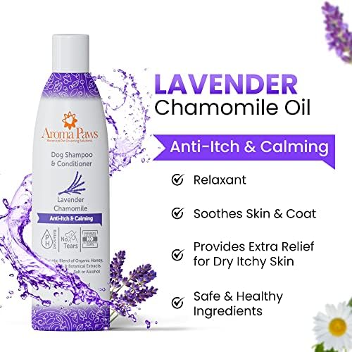 Aroma Paws Lavender & Chamomile Dog Shampoo e Condicionador, Anti-Titch e Fórmula Calmante