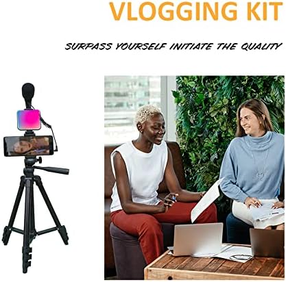 Kit de Vlogging Peanutech, kit de partida do YouTube com luz RGB de 50 polegadas de 50 polegadas, clipe de telefone de microfone curto extensível para iPhone Samsung e Smartphone…